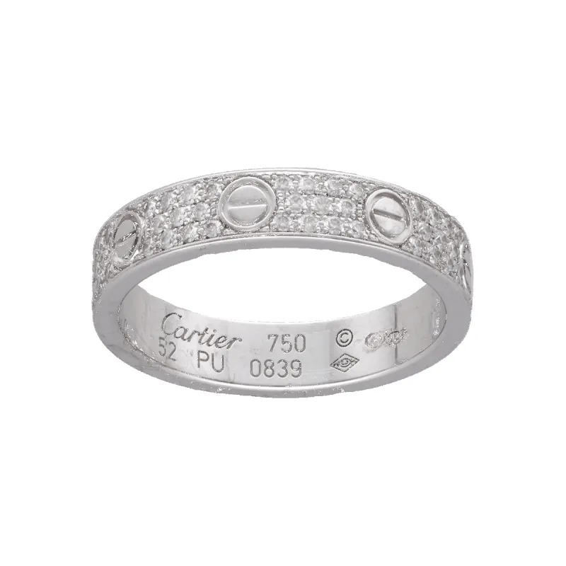 CARTIER - Bague Love Or Blanc Diamants Or gris 18K et Full Pavé Diamants en Taille 52 sold by 58 Facettes