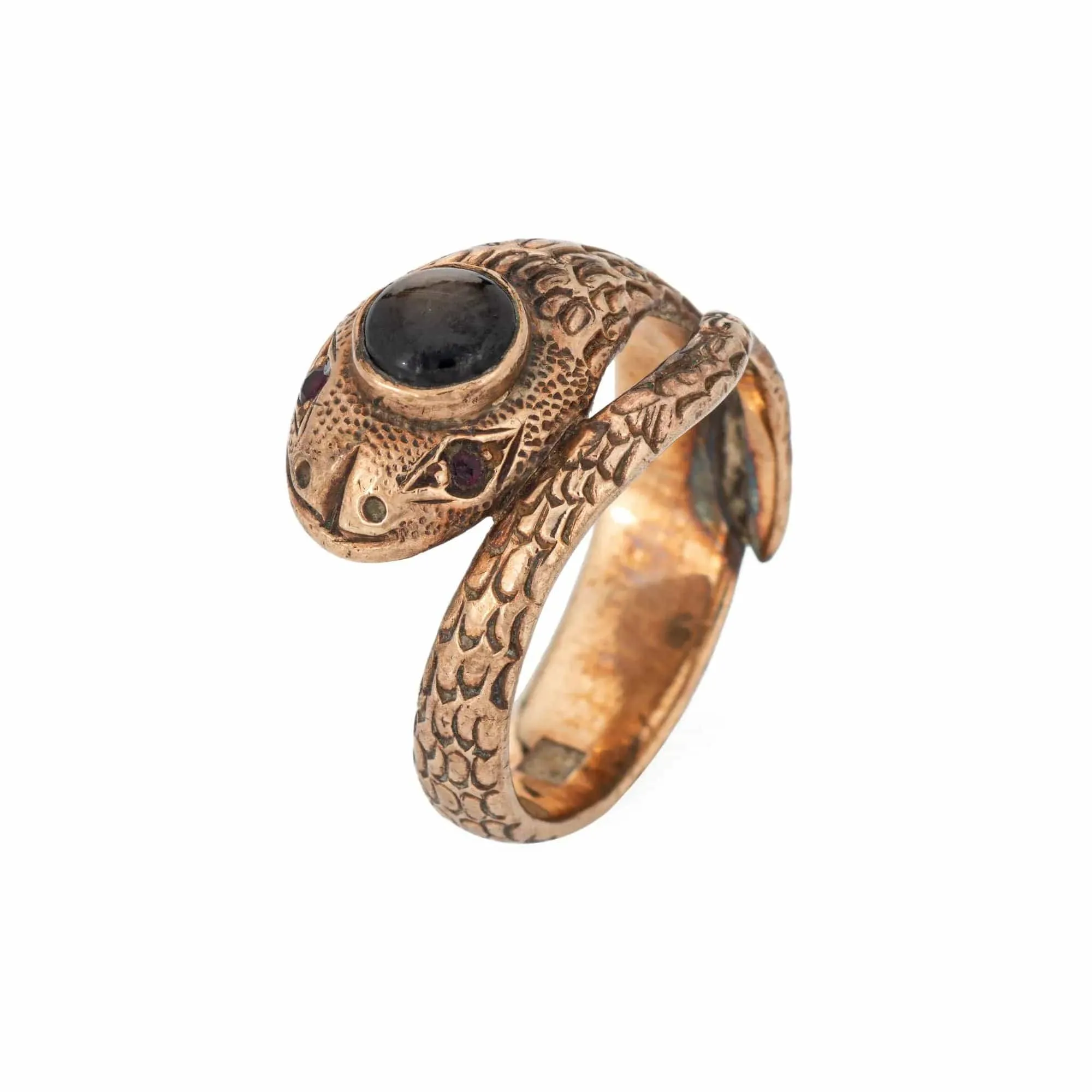 Bague serpent Or rose Rubis Saphir étoilé noir sold by 58 Facettes product image thumbnail 3
