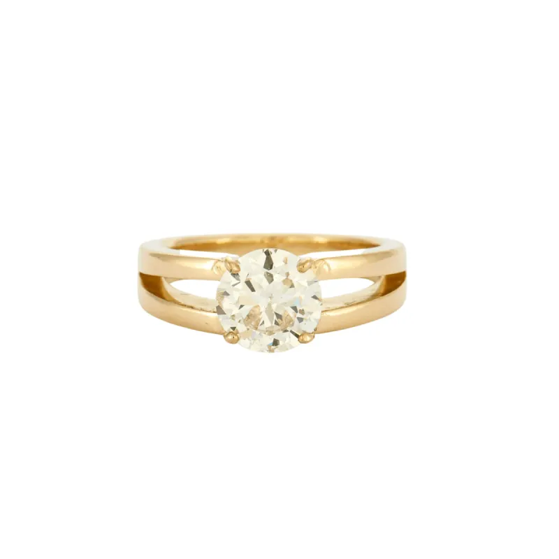 Bague Solitaire Diamant 2 carats or jaune sold by 58 Facettes