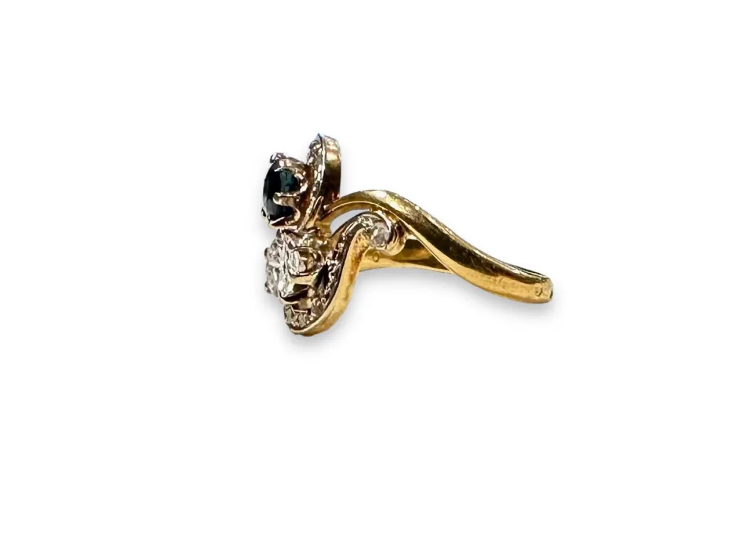 Bague Toi et Moi en or jaune, saphir et diamant sold by 58 Facettes