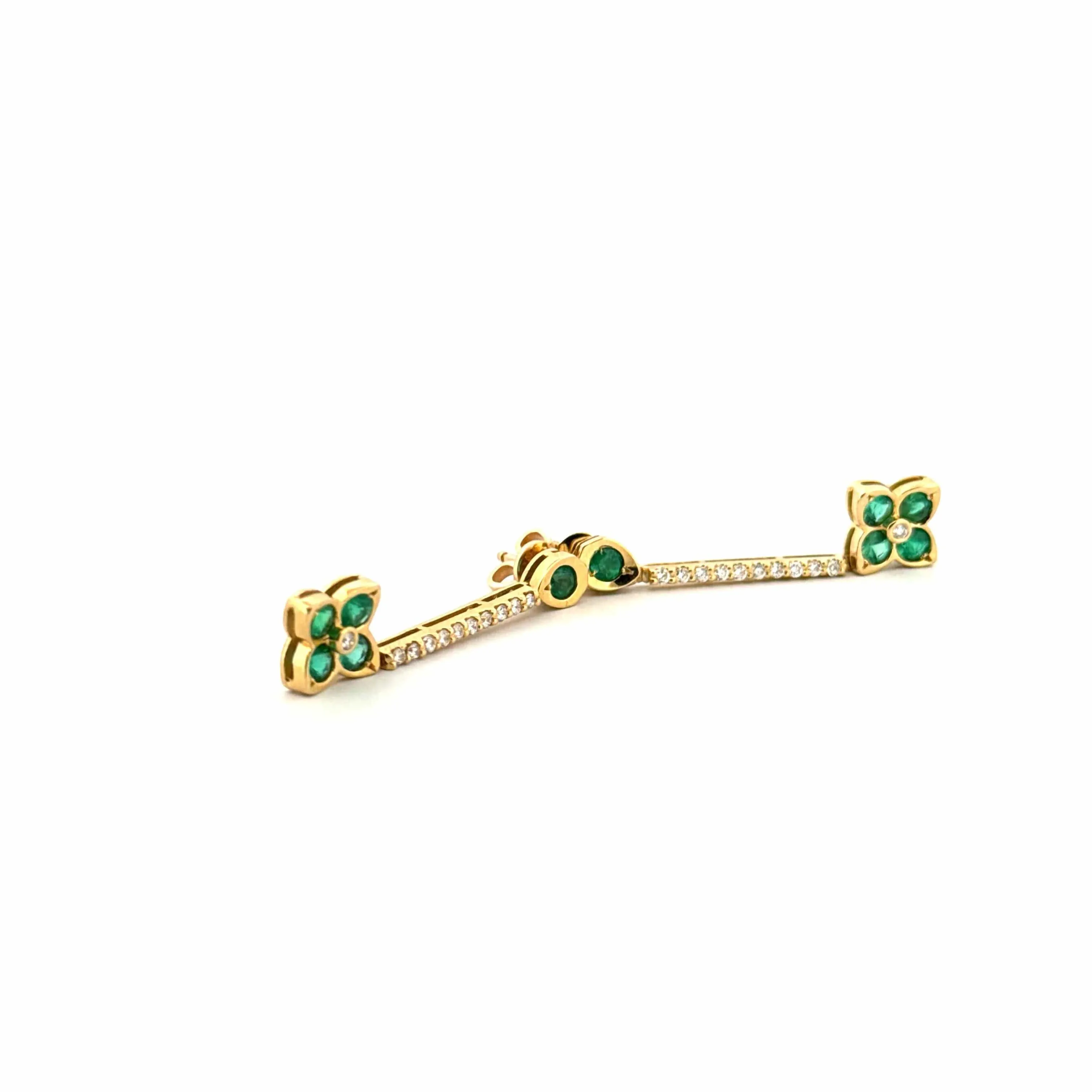 Boucles d'oreilles Or Jaune 18 k Diamants & Émeraudes sold by 58 Facettes product image thumbnail 3