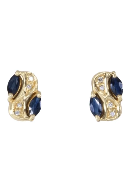 Boucles d'oreilles or jaune, saphirs et diamants sold by 58 Facettes