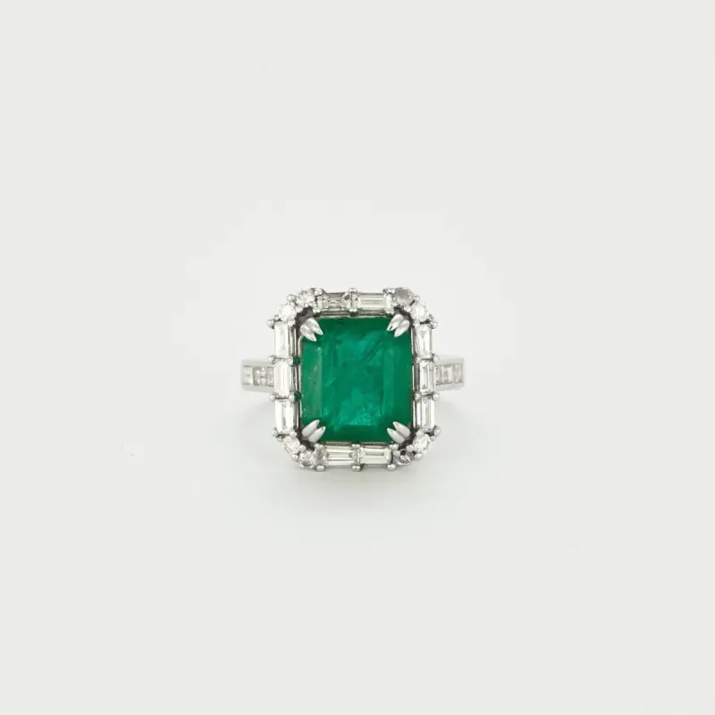Bague or blanc émeraude diamants sold by 58 Facettes