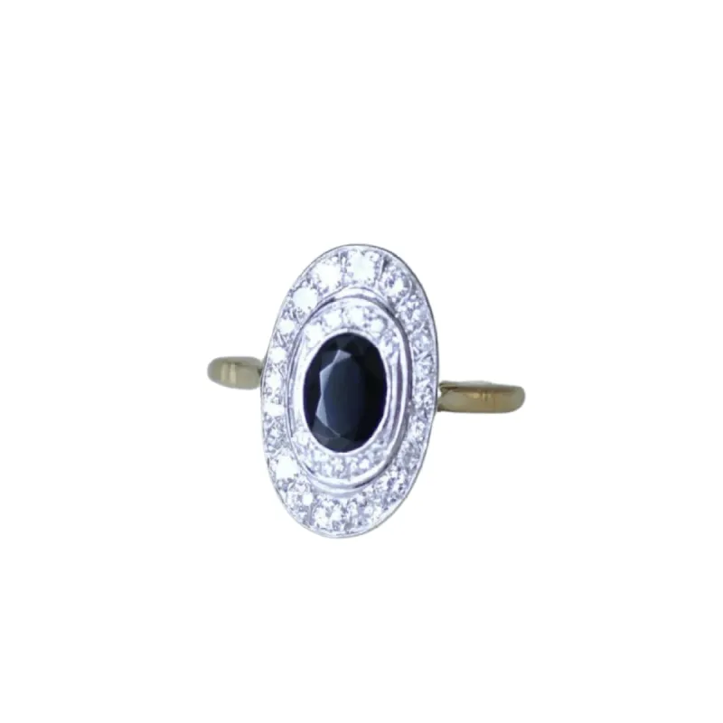 Bague marquise saphir diamants sold by 58 Facettes