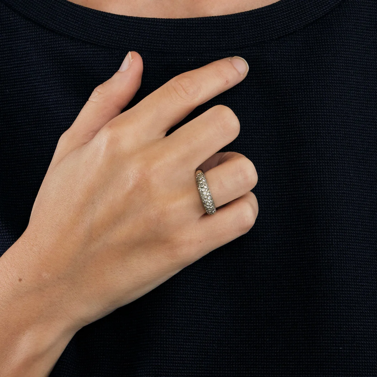 Bague Bande Pavée or blanc sold by 58 Facettes product image thumbnail 2