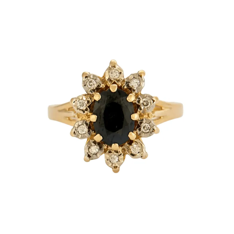 Bague marguerite or jaune saphir et diamants sold by 58 Facettes