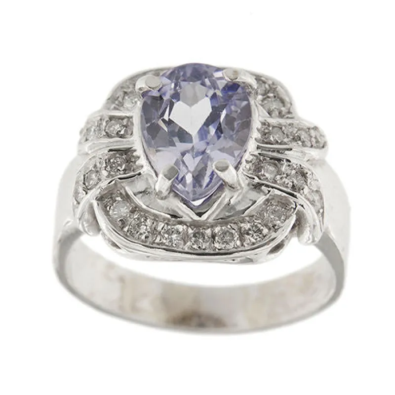 Bague or blanc saphir et diamants sold by 58 Facettes
