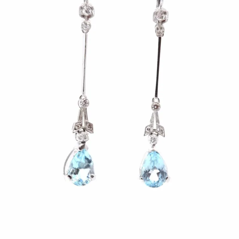 Boucles d'oreilles aigues marine et diamants sold by 58 Facettes
