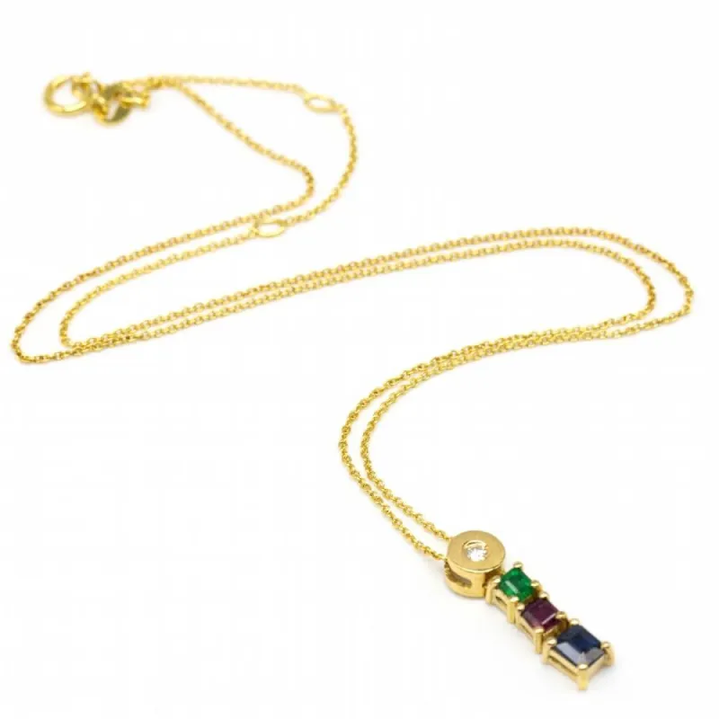 Collier diamant, rubis, émeraude et saphir sold by 58 Facettes