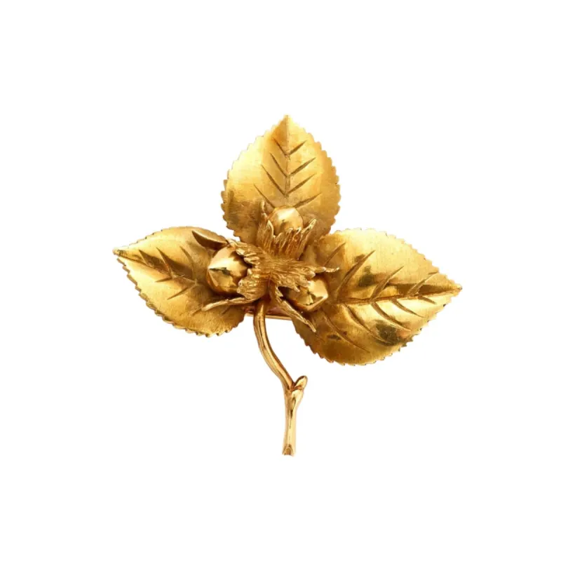 HERMES - Clip or jaune feuille de noisetier sold by 58 Facettes