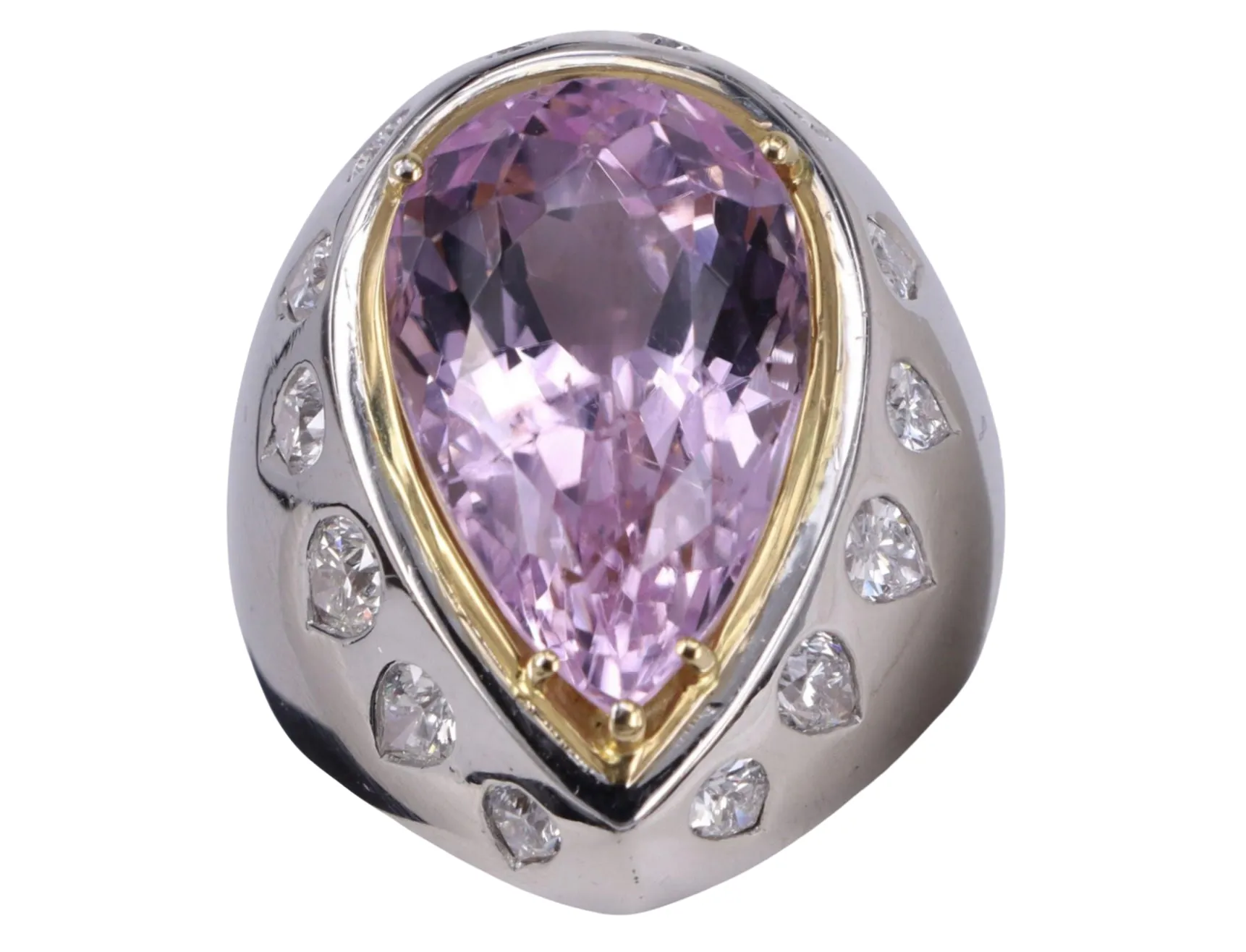 pear amethyst and diamond statement white gold ring sold by 58 Facettes