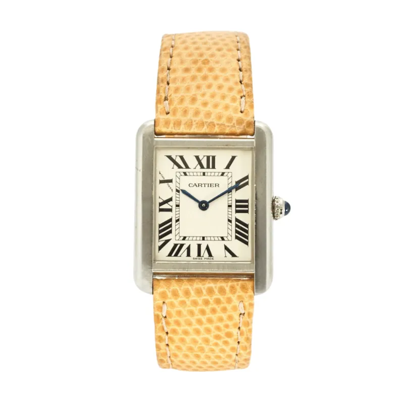 CARTIER - Montre Tank Solo acier et cuir sold by 58 Facettes