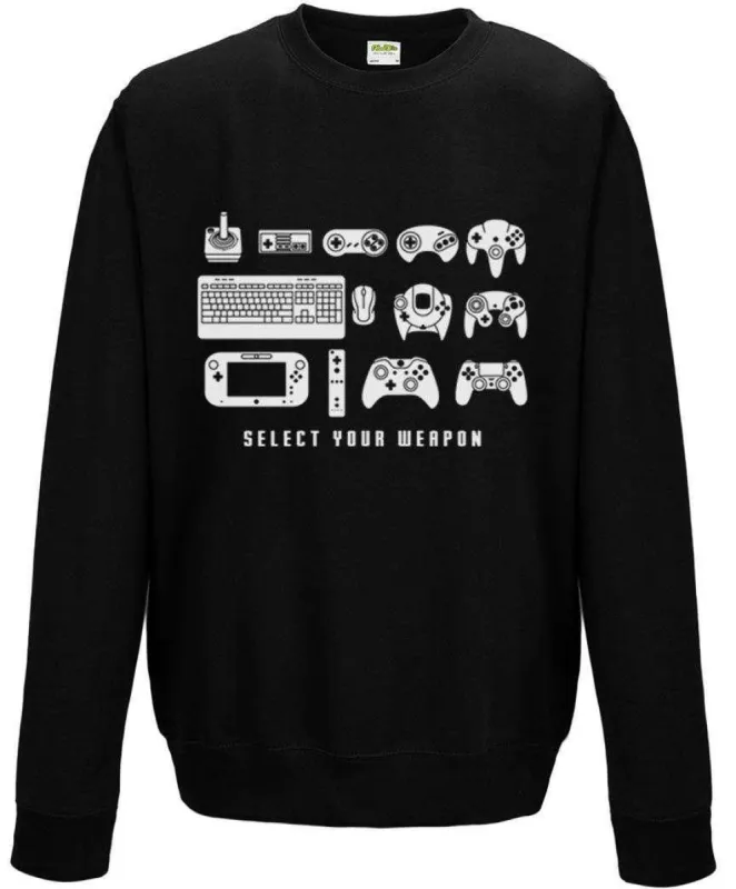 Select Your Weapon Game Controllers Sweatshirt sold by 8Ball
