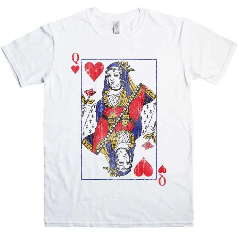 Distressed Queen Of Hearts T-Shirt sold by 8Ball