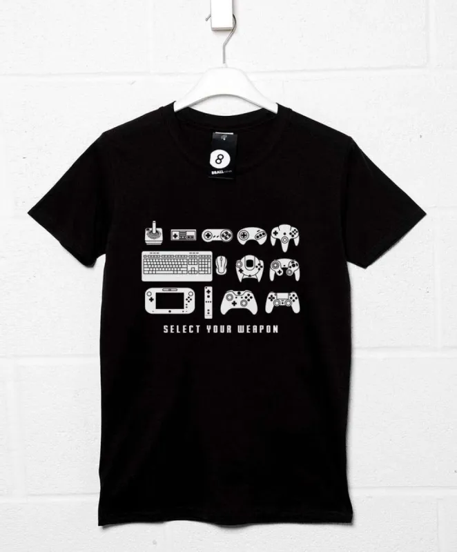 Select Your Weapon Game Controllers T-Shirt sold by 8Ball