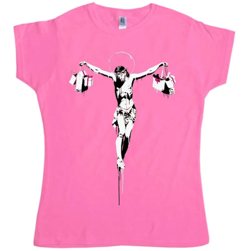 Banksy Shopping Jesus T-Shirt for Women sold by 8Ball
