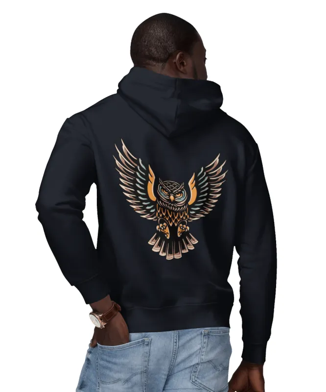 Owl Tattoo Design Adult Back Printed Hoodie sold by 8Ball