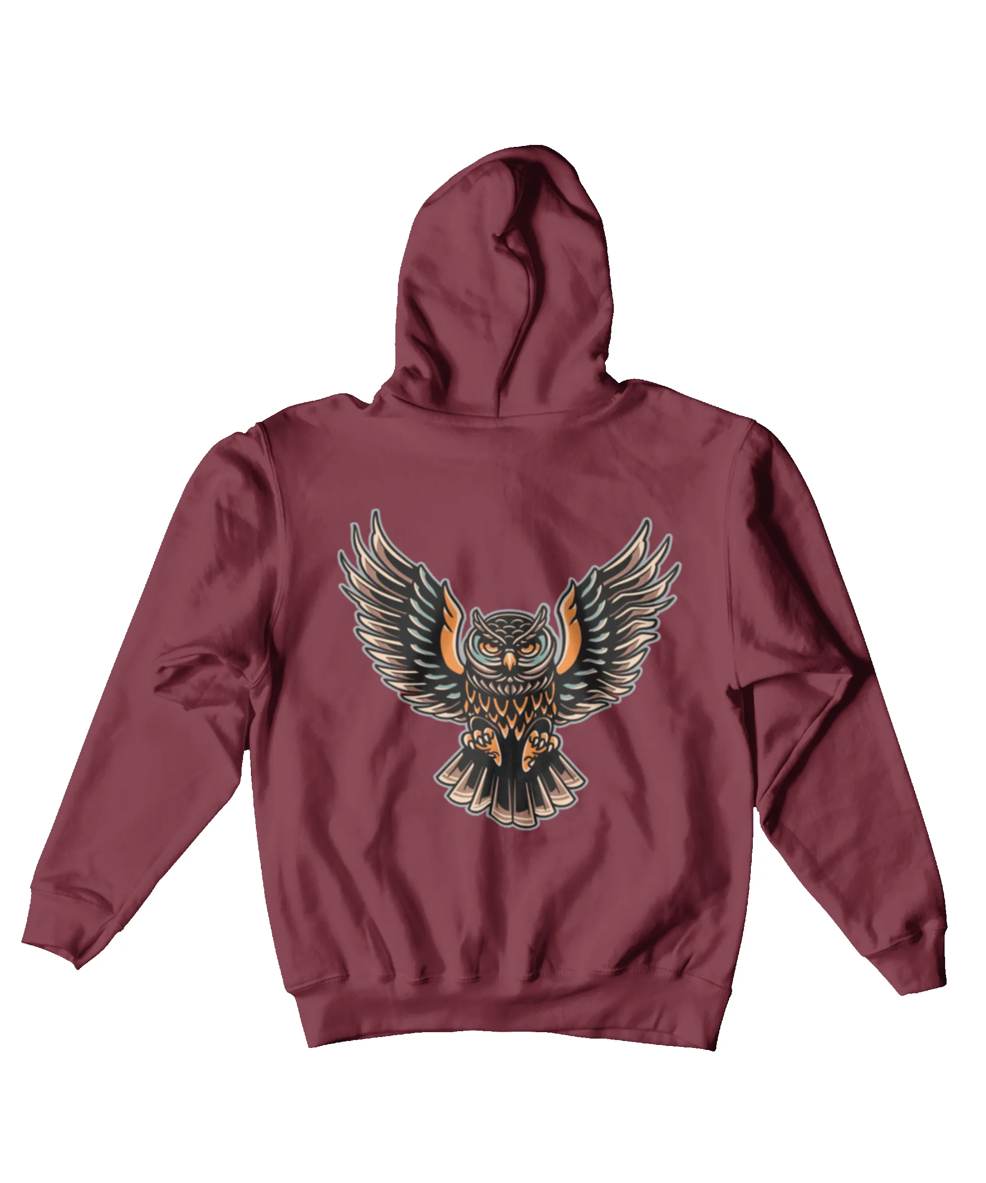 Owl Tattoo Design Adult Back Printed Hoodie sold by 8Ball product image thumbnail 3