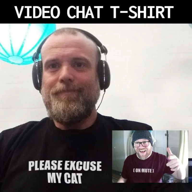 Please Excuse My Cat Video Conference T-Shirt sold by 8Ball