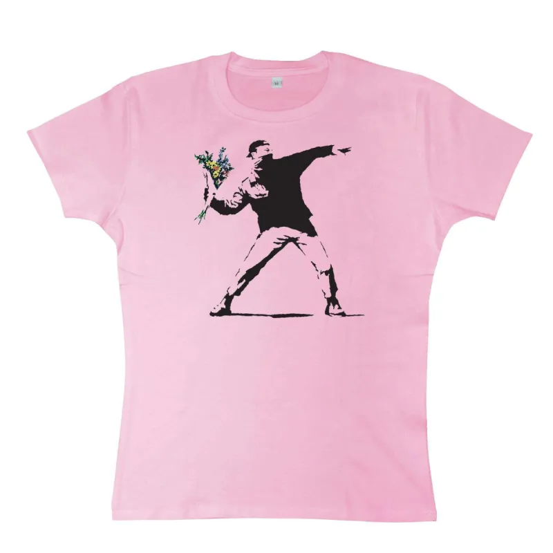 Banksy Throwing Flowers Womens Style T-Shirt sold by 8Ball