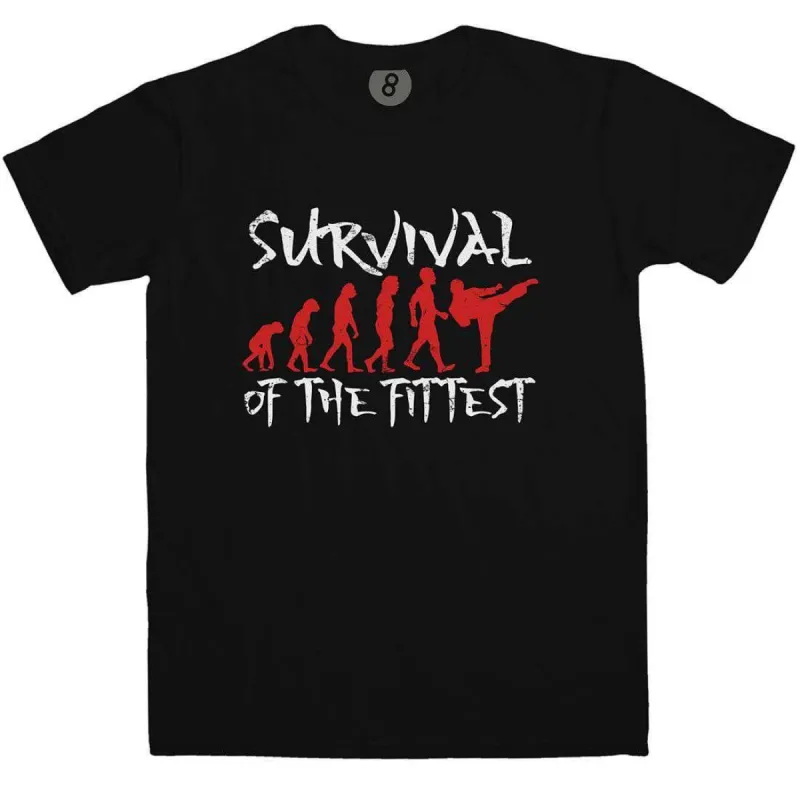 Survival of the Fittest Martial Arts Evolution T-Shirt sold by 8Ball