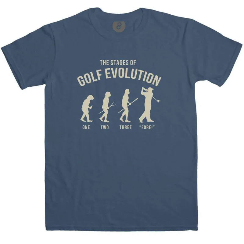 The Stages of Golf Evolution T-Shirt sold by 8Ball