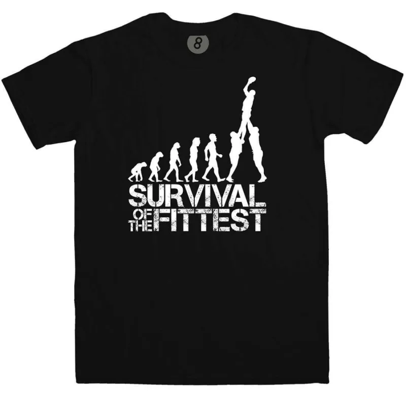 Survival of the Fittest Rugby Evolution T-Shirt sold by 8Ball