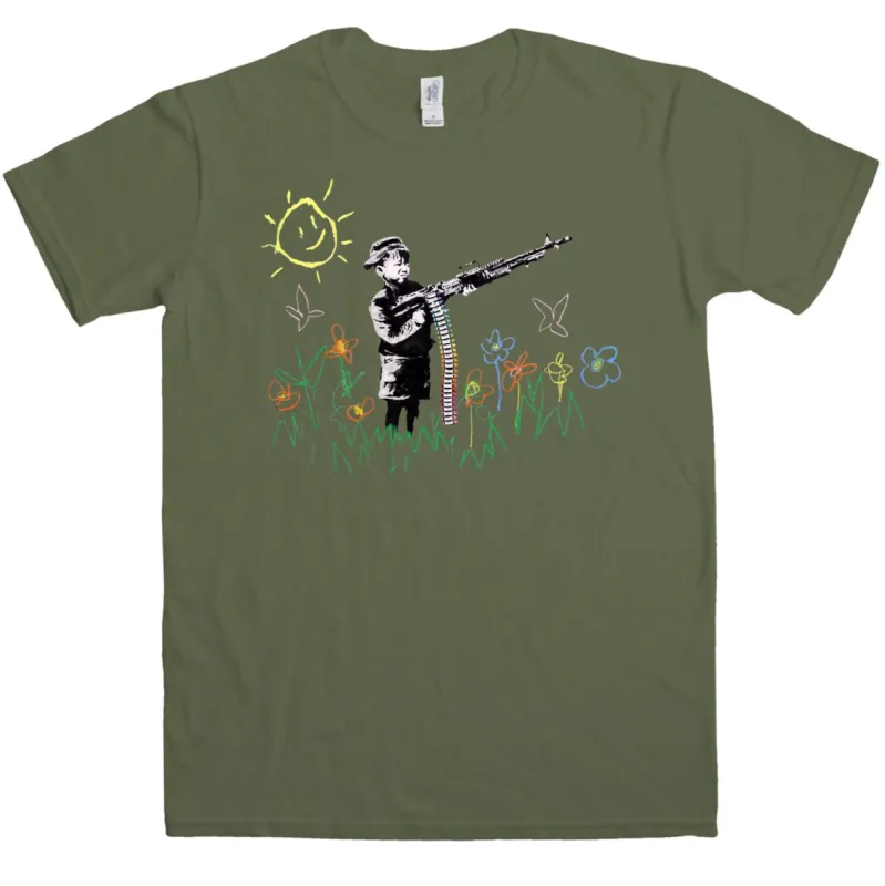Banksy Machine Gun Kid T-Shirt sold by 8Ball