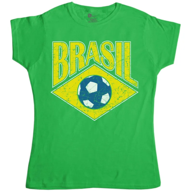 Football Retro Brasil Football Womens Style T-Shirt sold by 8Ball