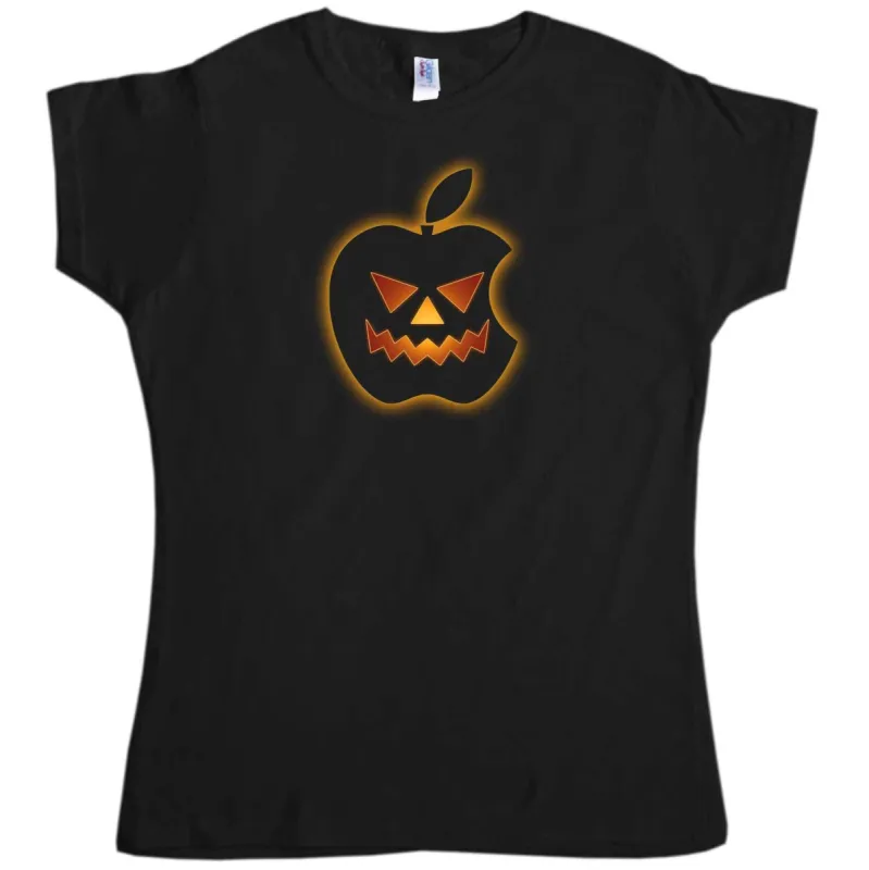 Halloween Pumpkin Logo Fitted Womens T-Shirt sold by 8Ball