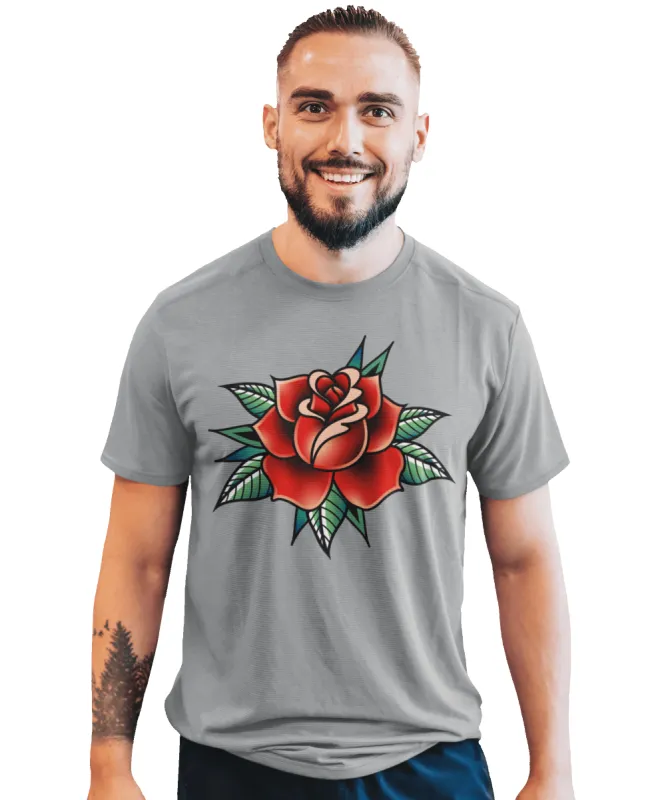 Rose Tattoo Design Adult T-Shirt sold by 8Ball