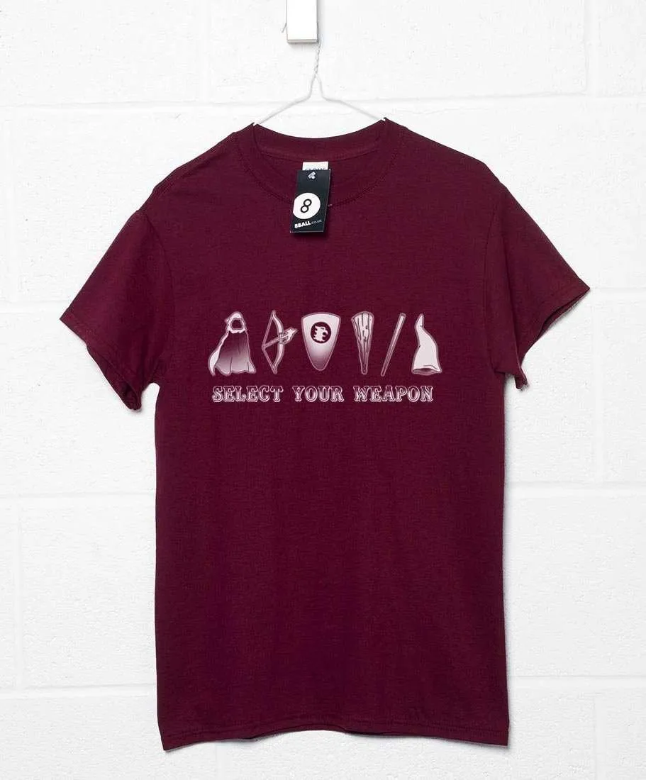 Select Your Weapon Dungeon Weapons T-Shirt sold by 8Ball