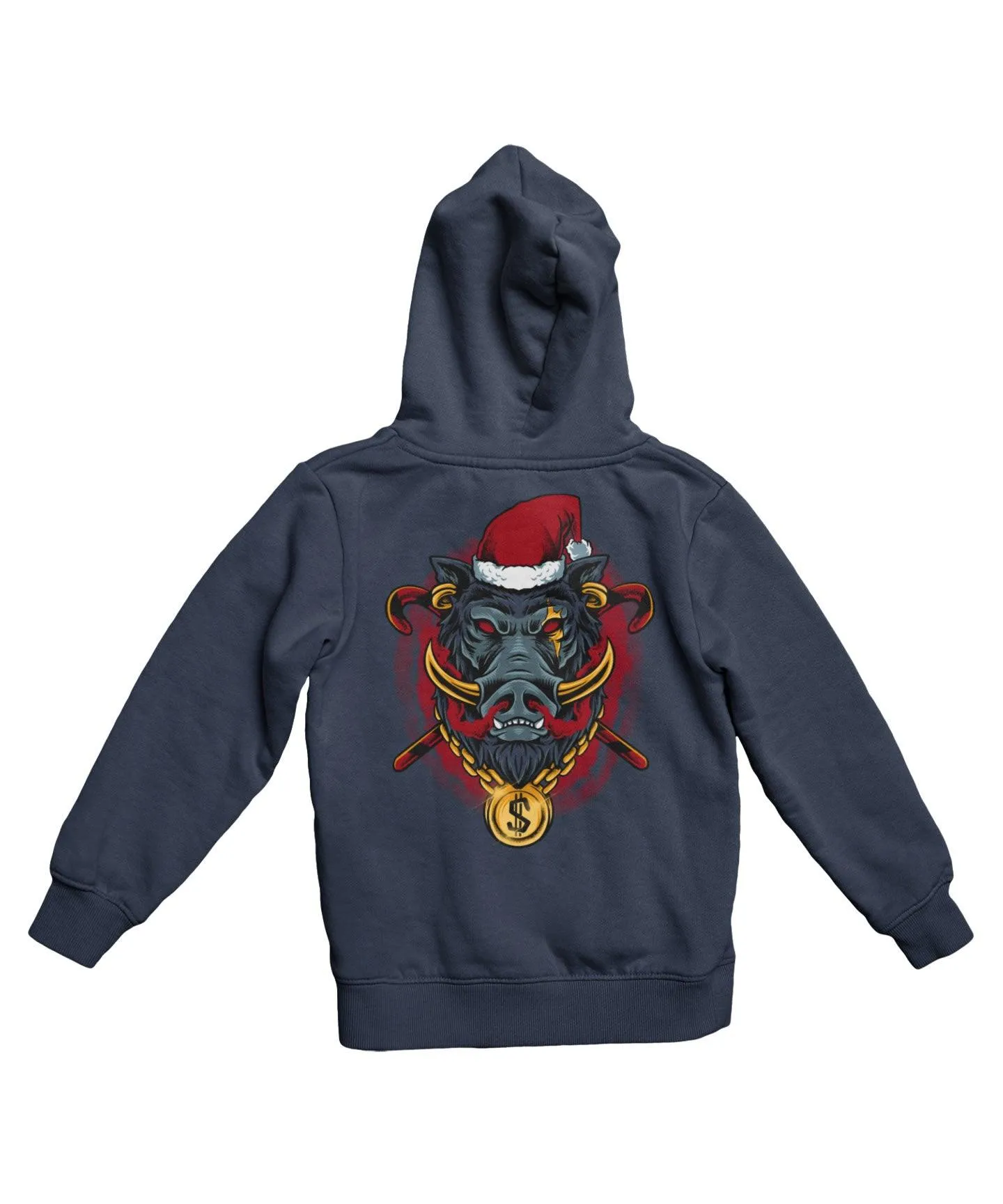 Golden Boar Santa Back Printed Christmas Hoodie sold by 8Ball