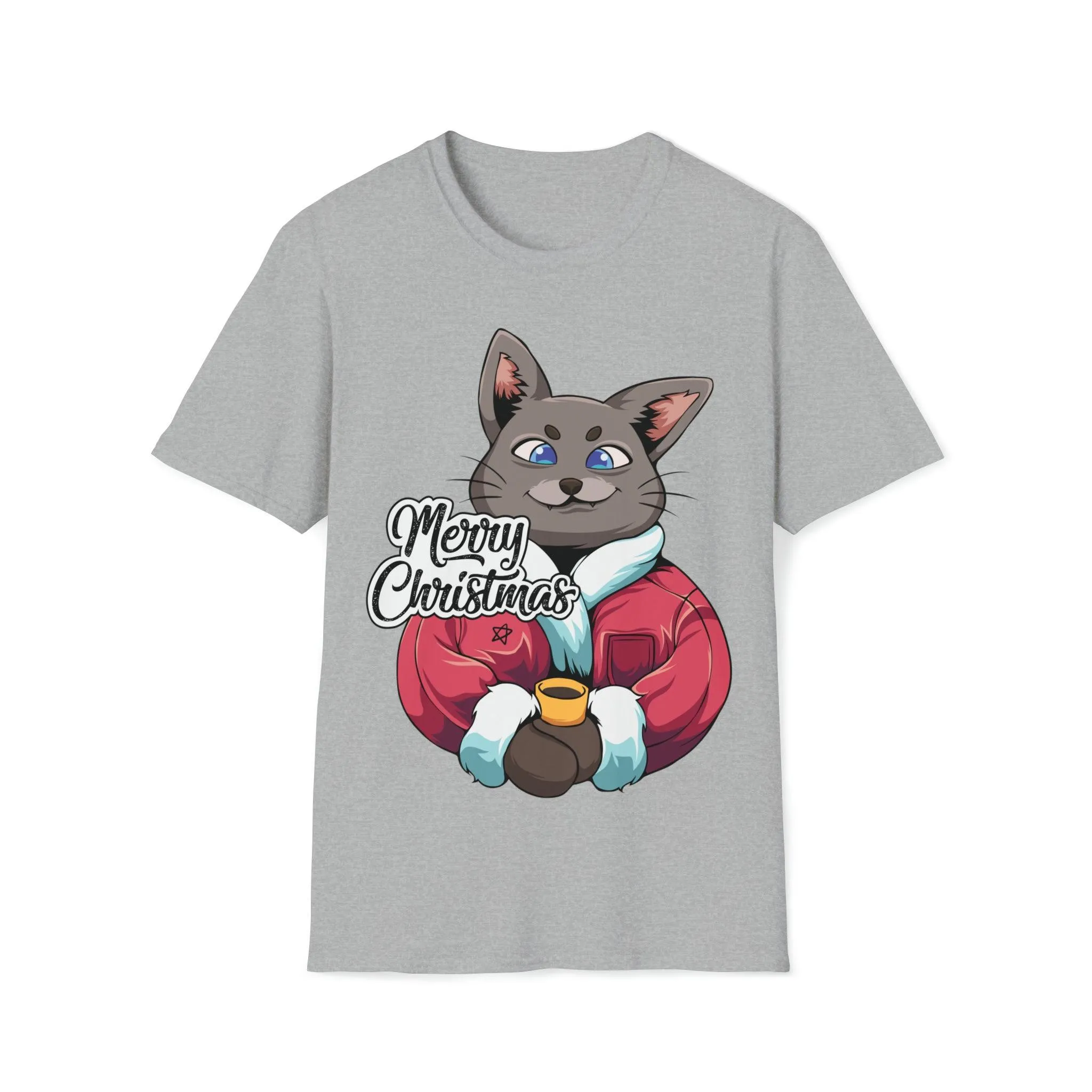 Cat Enjoying Eggnog Merry Christmas Unisex T-Shirt sold by 8Ball product image thumbnail 2