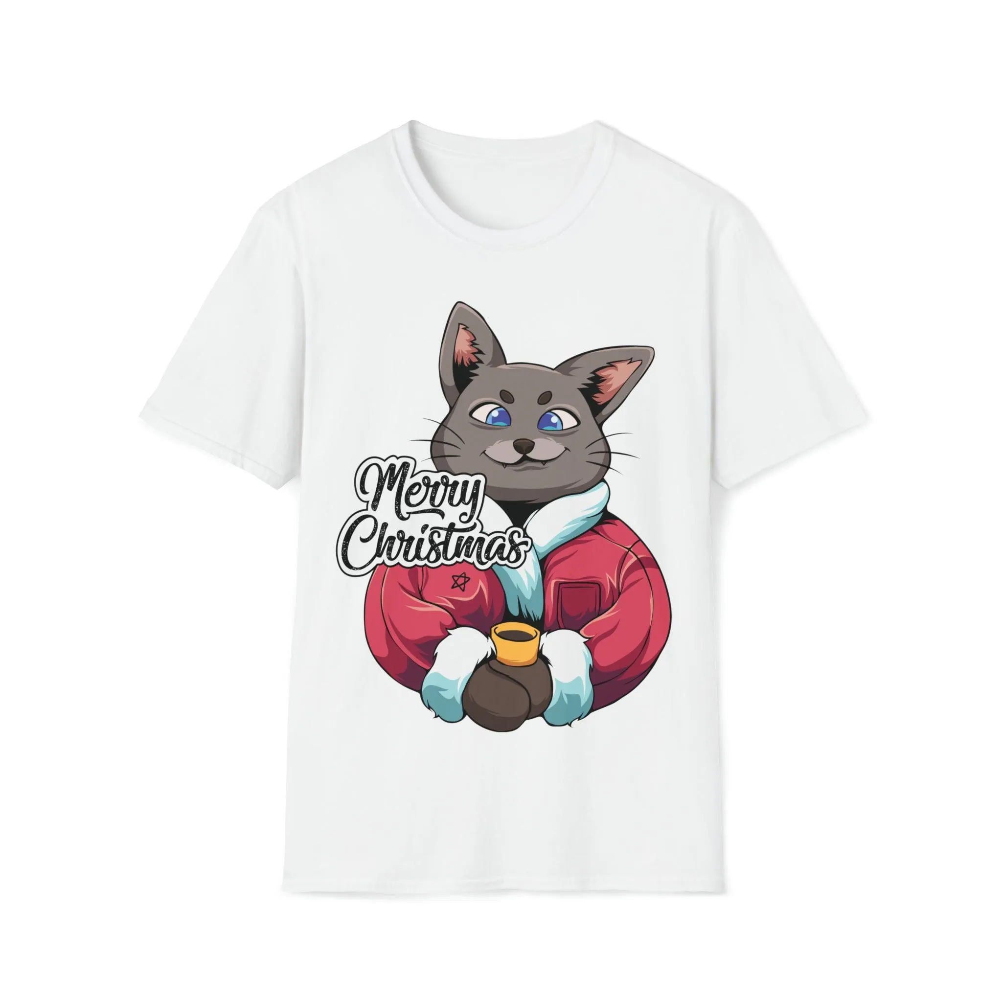 Cat Enjoying Eggnog Merry Christmas Unisex T-Shirt sold by 8Ball product image thumbnail 3