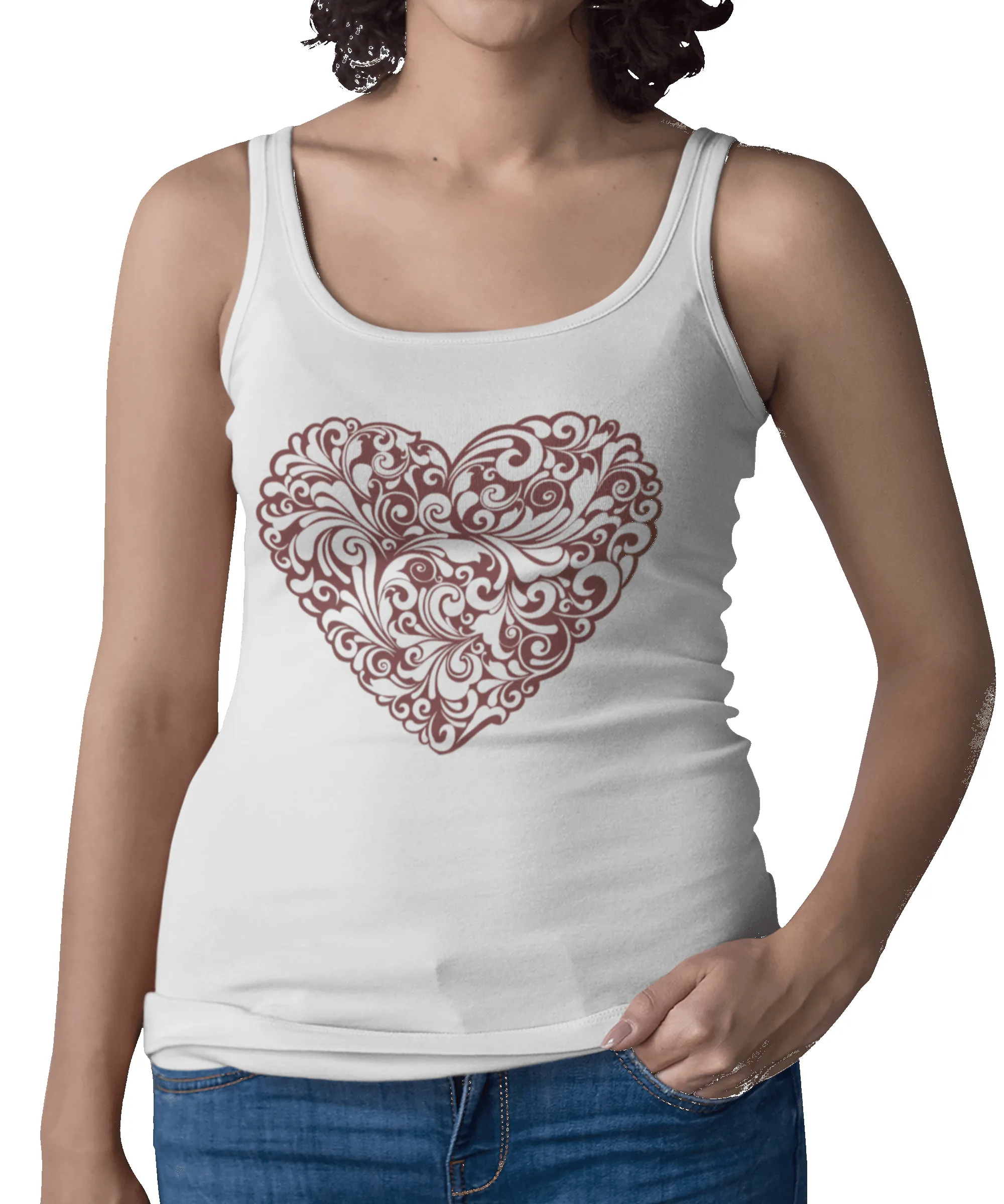 Decorative Heart Tattoo Design Adult Womens Vest Top sold by 8Ball