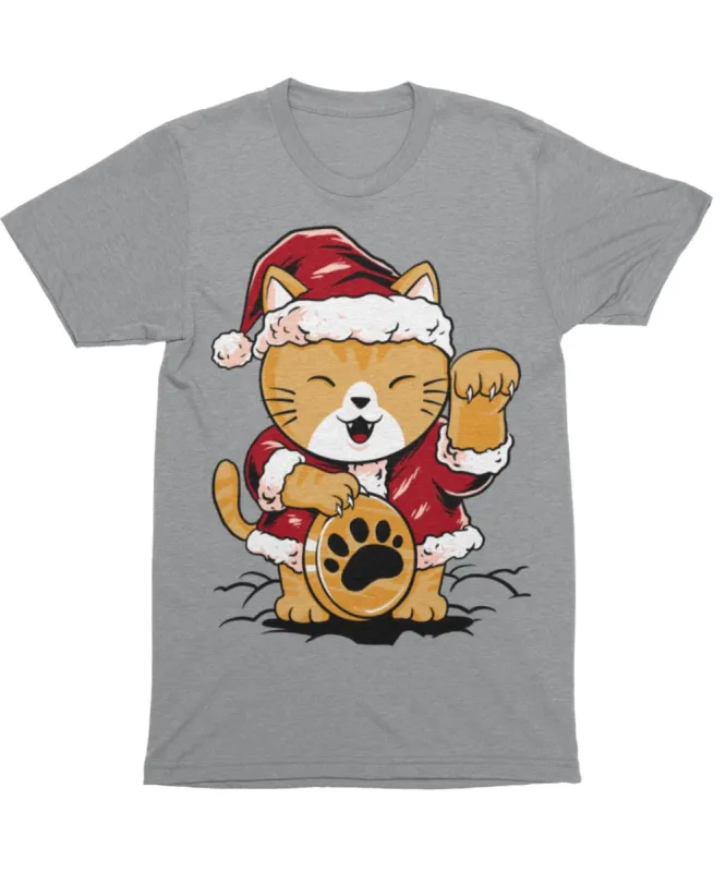 Lucky Meow Santa Unisex Christmas T-Shirt sold by 8Ball