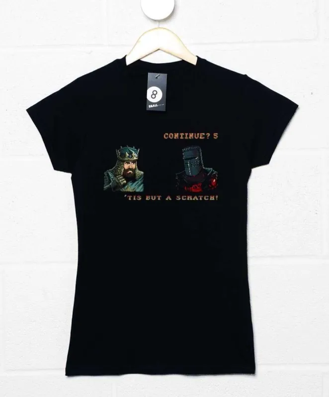 Black Knight Continue Screen Fitted Womens T-Shirt sold by 8Ball