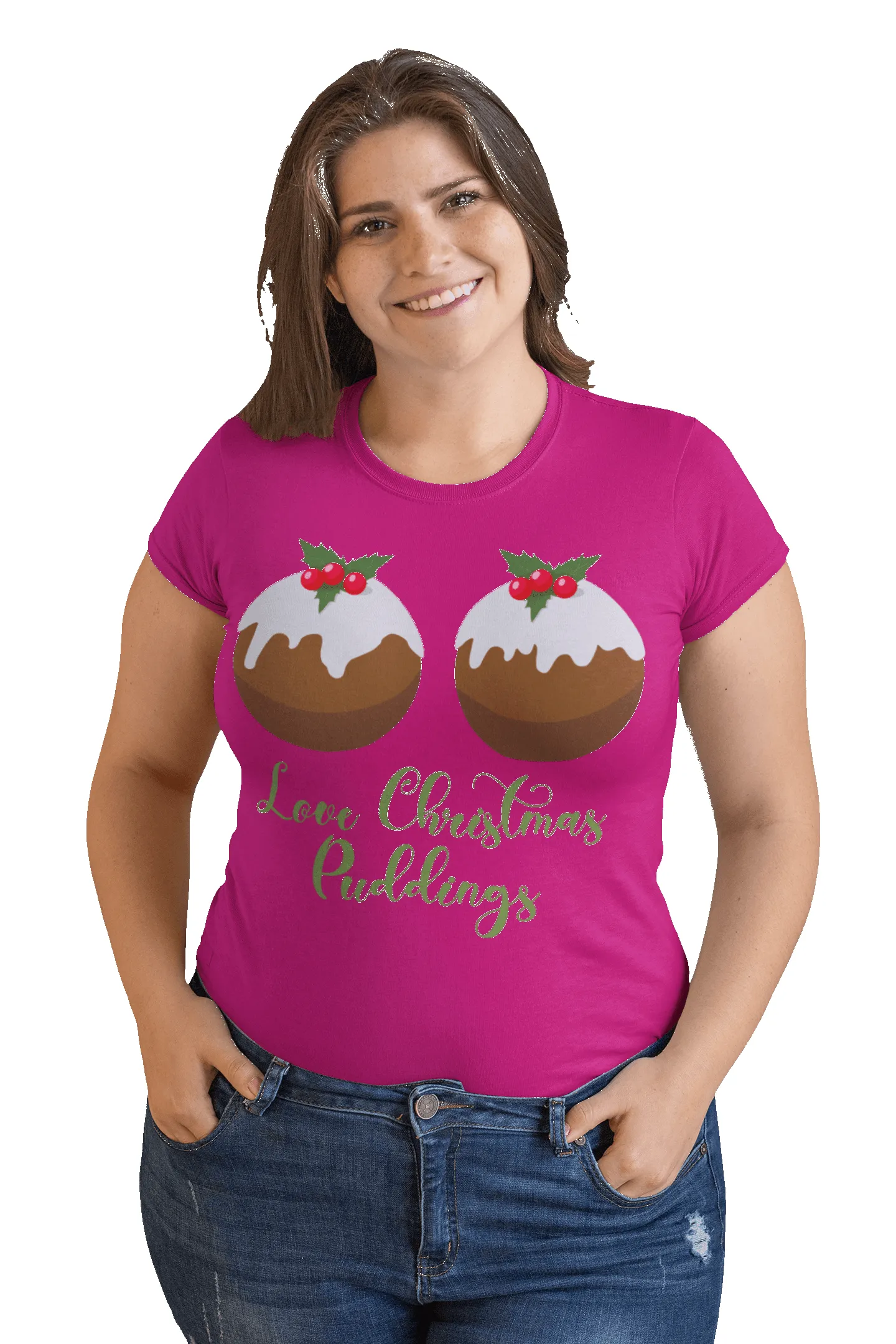 Love Christmas Puddings Fitted Womens T-Shirt sold by 8Ball