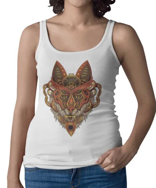 Steampunk Wolf Tattoo Design Adult Womens Vest Top sold by 8Ball