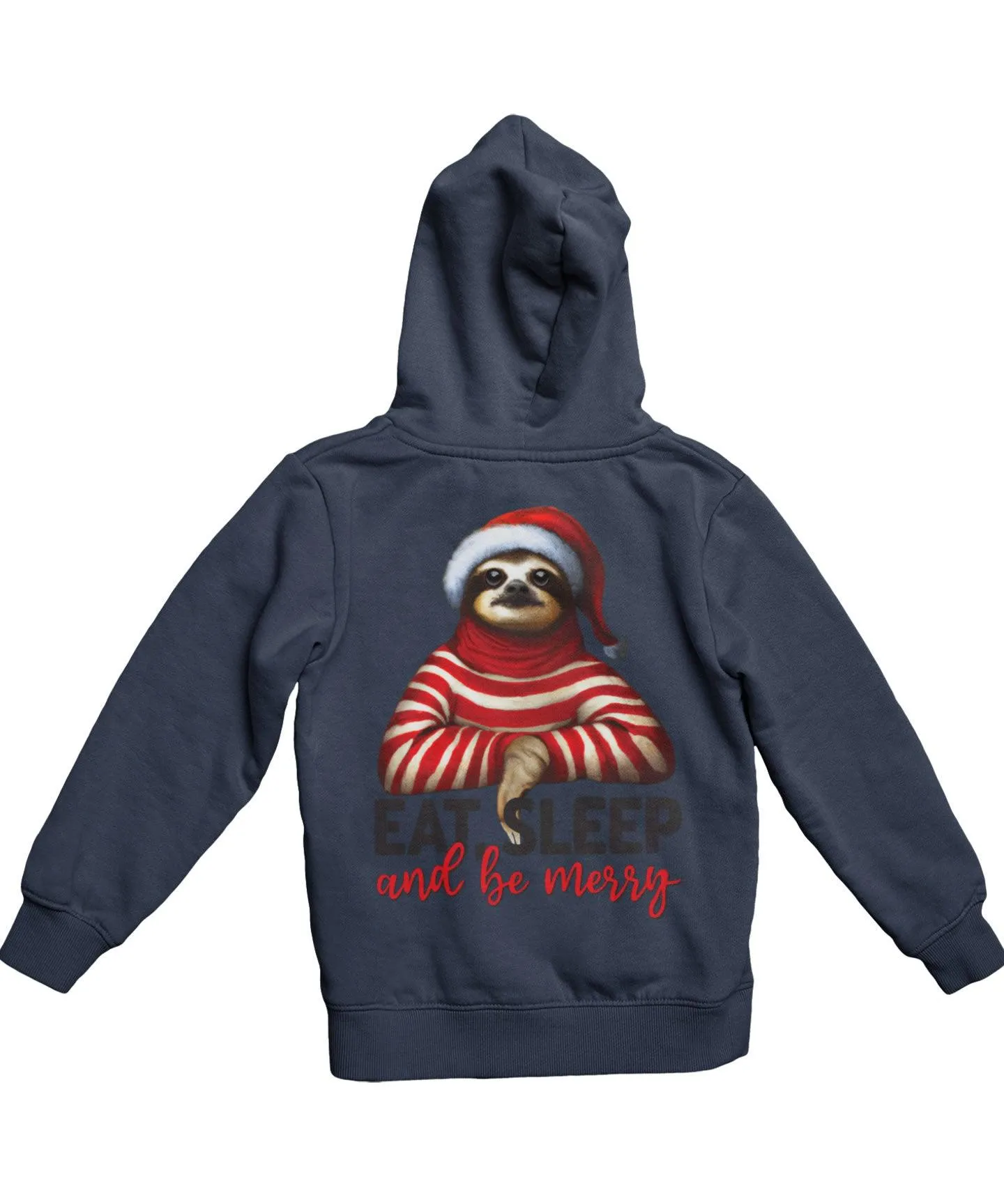 Sloth Eat Sleep Be Merry Christmas Back Printed Hoodie sold by 8Ball product image thumbnail 3