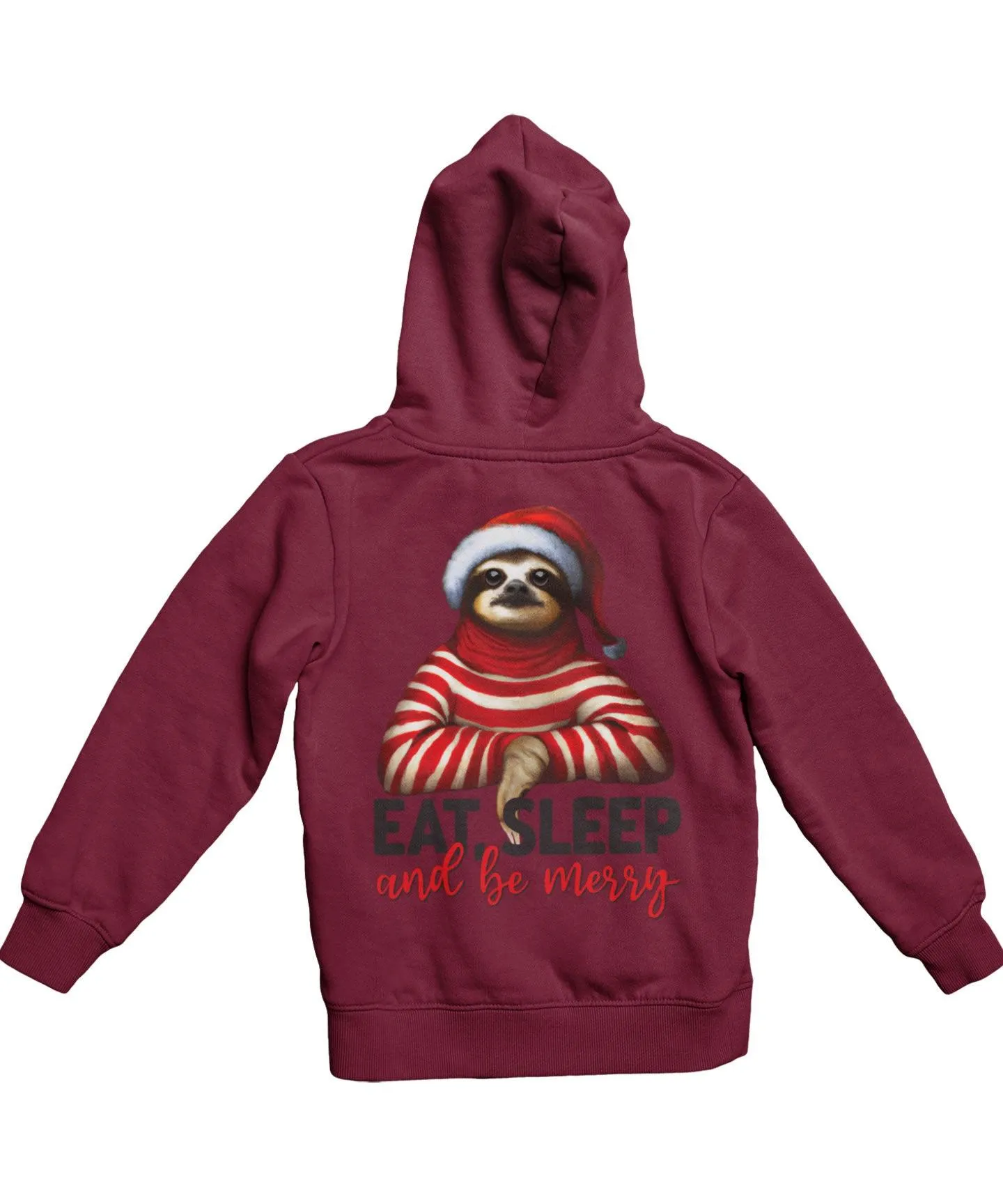Sloth Eat Sleep Be Merry Christmas Back Printed Hoodie sold by 8Ball product image thumbnail 2