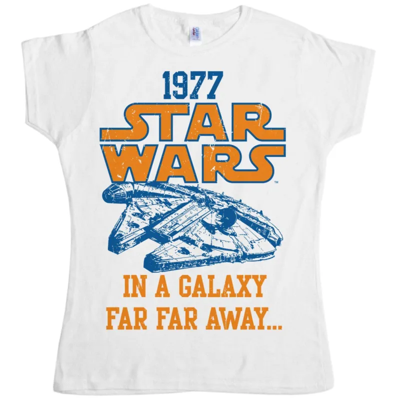 Star Wars Far Away Falcon Fitted Womens T-Shirt sold by 8Ball