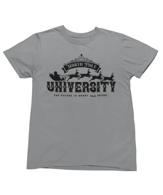North Pole University Mono Christmas T-Shirt sold by 8Ball