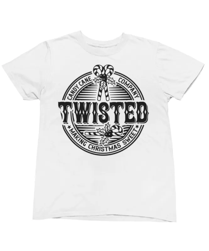 Twisted Candy Cane Mono Christmas T-Shirt sold by 8Ball
