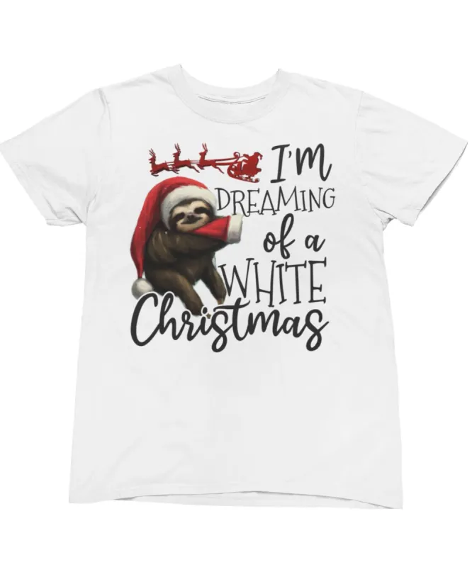 Sloth Dreaming Of A White Christmas T-Shirt sold by 8Ball