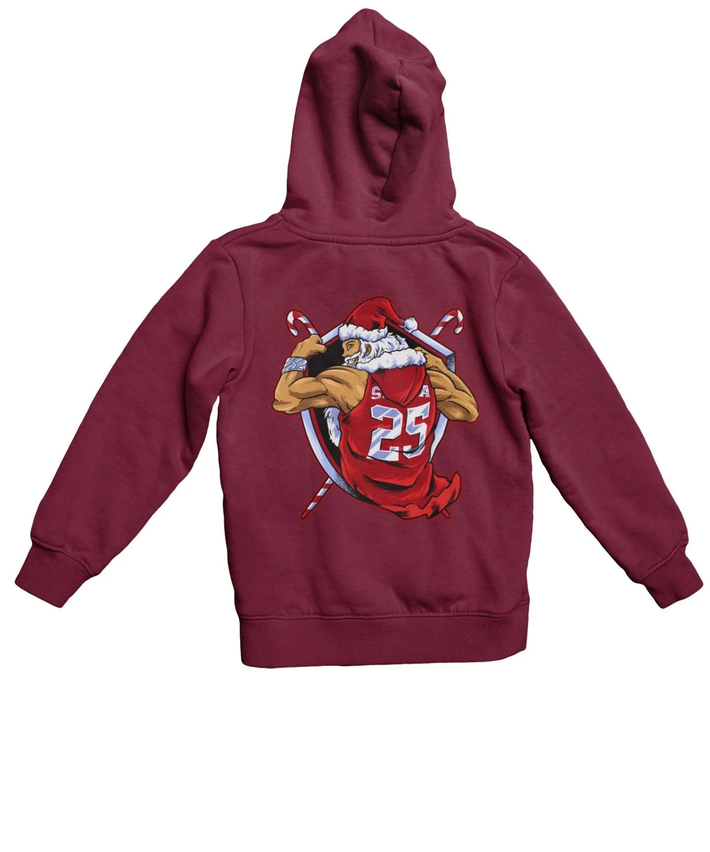 Athletic Old Man Santa Back Printed Christmas Hoodie sold by 8Ball