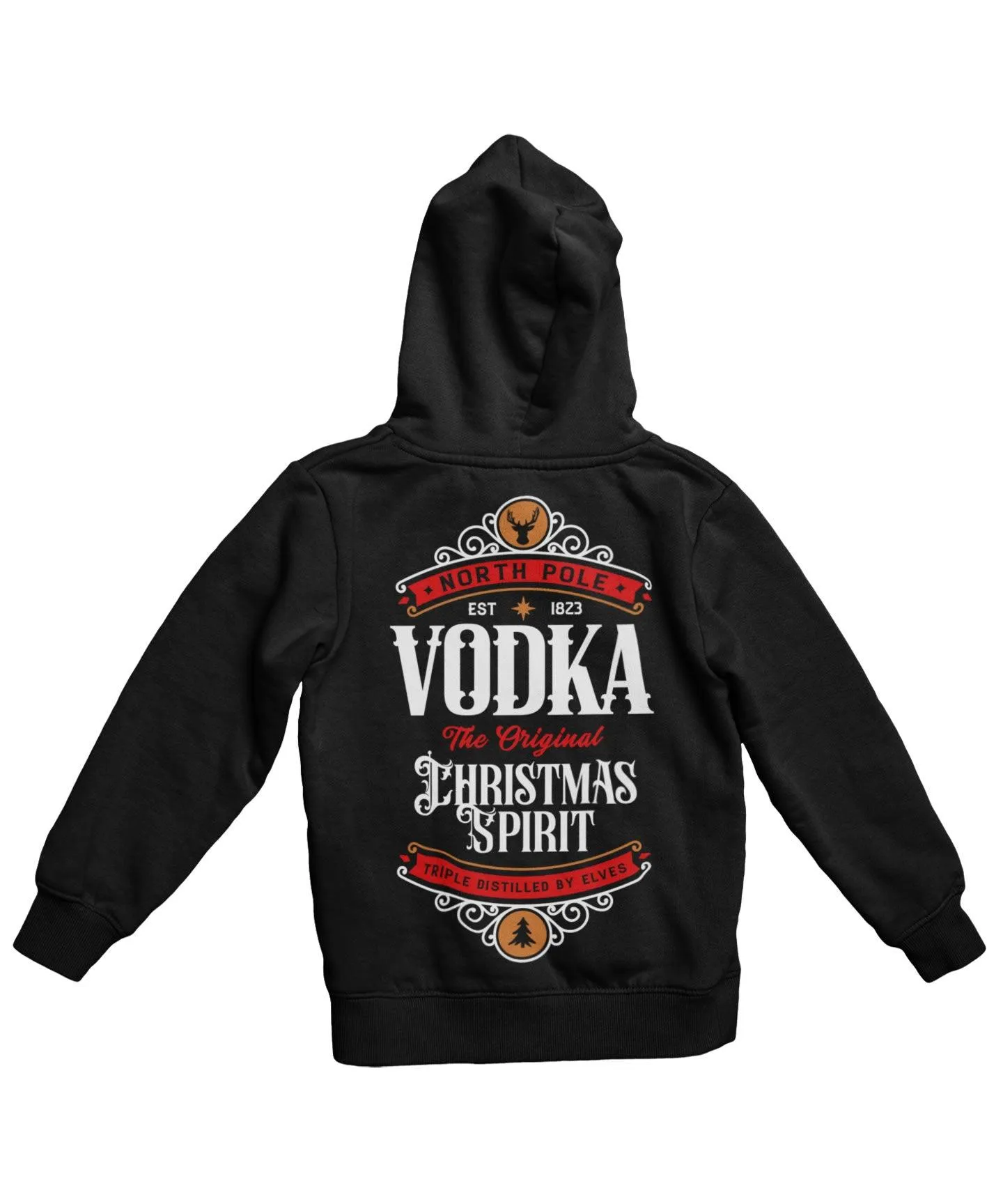 North Pole Vodka Colour Back Printed Christmas Hoodie sold by 8Ball