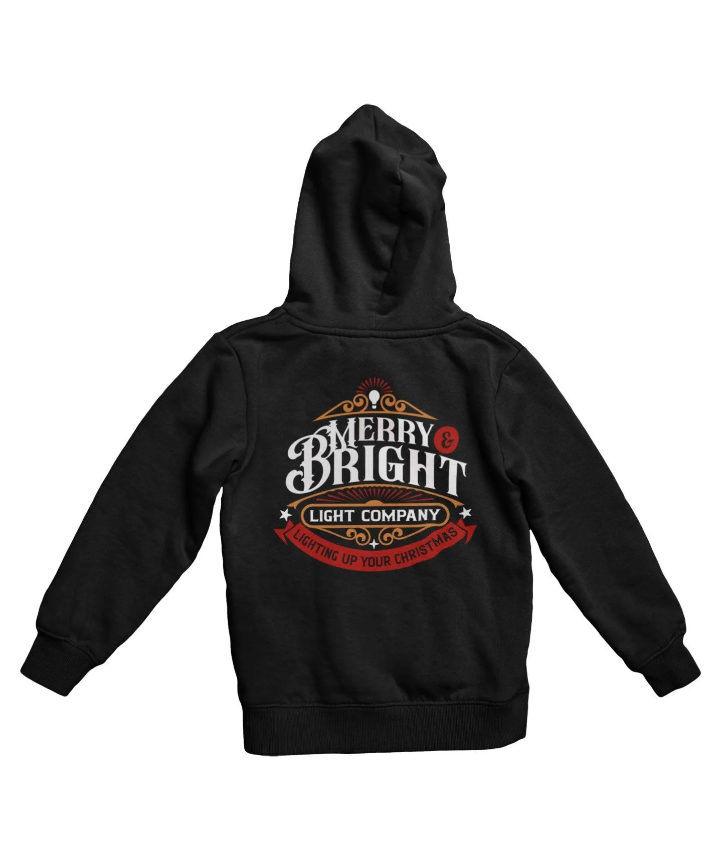 Merry Bright Light Company Colour Back Printed Christmas Hoodie sold by 8Ball
