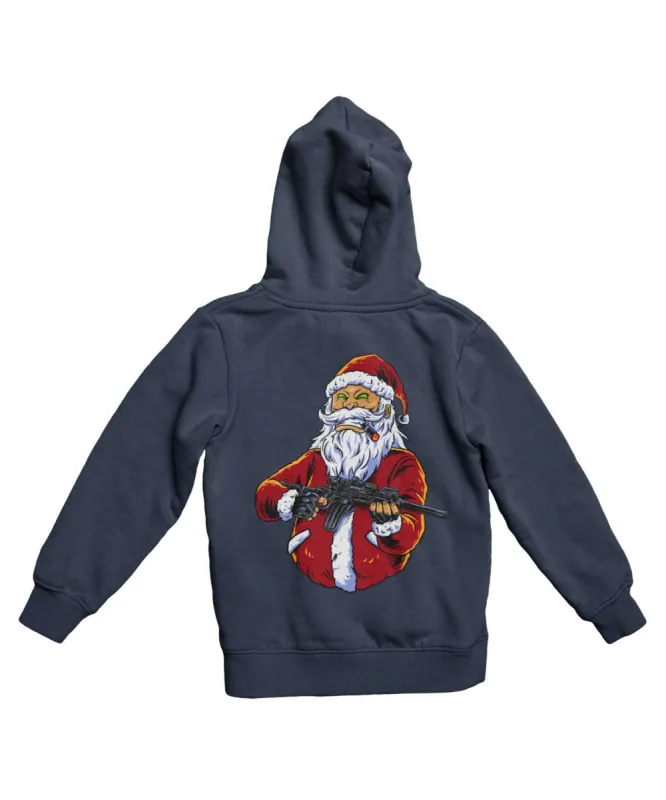 Santa Shoot Em All Back Printed Christmas Hoodie sold by 8Ball